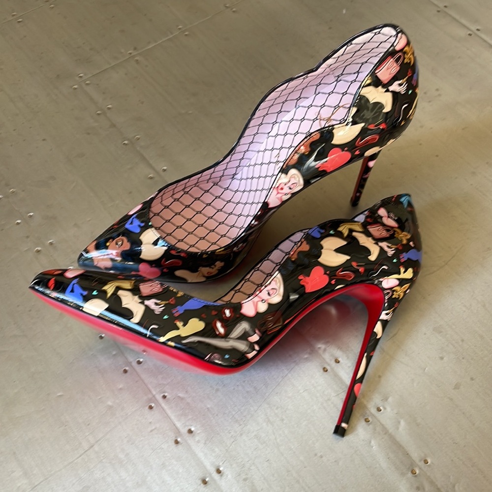 christian louboutin hot chick black patent poupee stiletto 100mm sz 38 - Picture 4 of 9